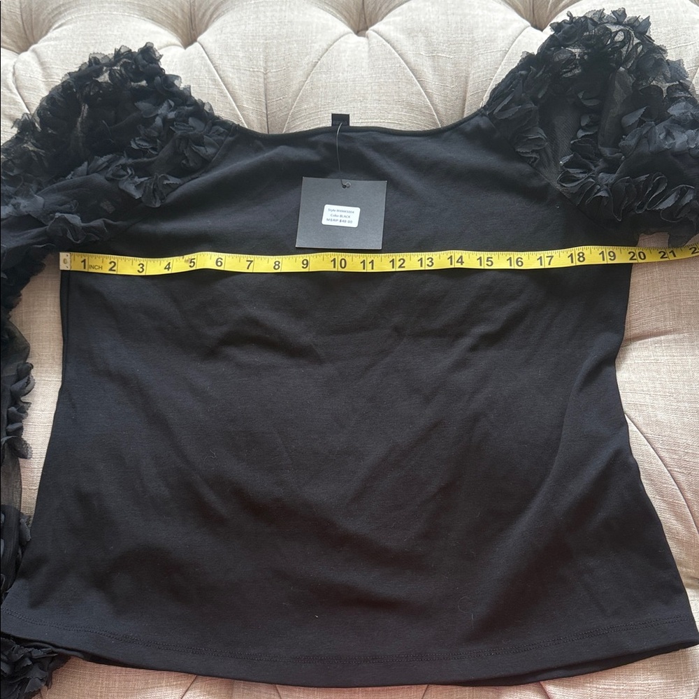 New Marc New York Black Textured Sleeve Blouse - Picture 11 of 11